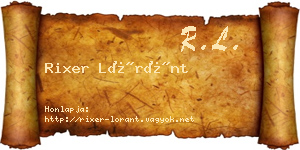 Rixer Lóránt névjegykártya